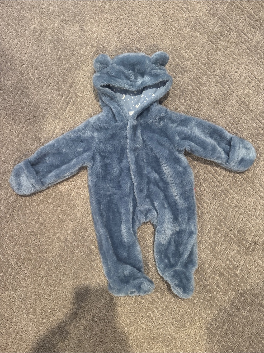 Magnetic Me Blue Plush Hooded Baby One-Piece with Bear Ears